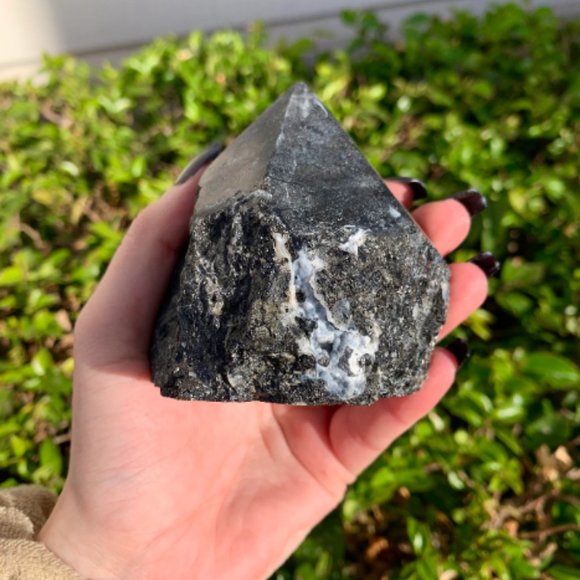 Black Tourmaline Polished Point, Crystal Grid Point, Boho Decor, Grounding Stone - Picture 6 of 6